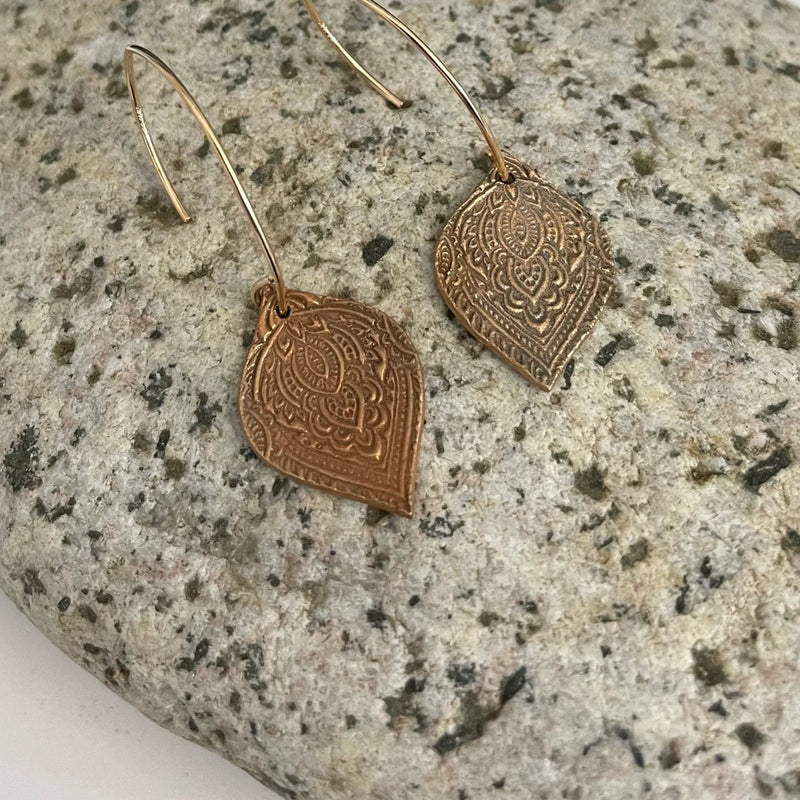 Alasha Lantinga - Earrings - Ornate Pointed Teardrop on long hooks - Alasha Lantinga - Jewellery - McMillan Arts Centre & MAC Box Office