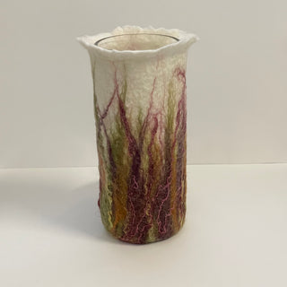 Darrell Giraldeau - Fibre Art - Felted vase with frosted glass insert - Darrell Giraldeau - McMillan Arts Centre Gallery, Gift Shop and Box Office - Vancouver Island Art Gallery