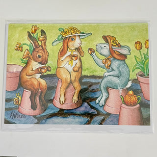 Andrea Walters - Card - Spring Bunny Tea - Andrea Walters - McMillan Arts Centre Gallery, Gift Shop and Box Office - Vancouver Island Art Gallery
