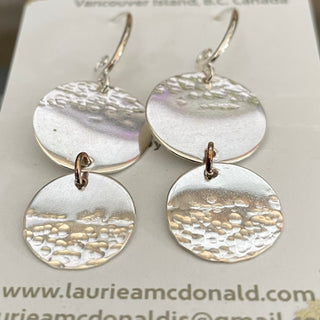 Laurie A. McDonald - Earrings - Double disc, 1/2 textured, sterling silver - Laurie McDonald - McMillan Arts Centre Gallery, Gift Shop and Box Office - Vancouver Island Art Gallery