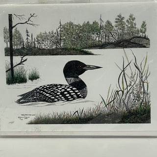Donna D'Aquino - Card - Walloper Lake Loon - set of 4 blank cards - Donna D'Aquino - McMillan Arts Centre Gallery, Gift Shop and Box Office - Vancouver Island Art Gallery