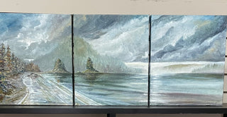 Ray Francis - Oil Painting - "Westcoast Cloud Cover"  12" x 30" - Ray Francis - Painting - McMillan Arts Centre & MAC Box Office