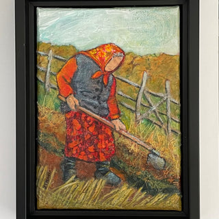 Fay St. Marie - Painting - "Baba in Garden"  collage & acrylic  7" x 5" framed - Fay St. Marie - Acrylic - McMillan Arts Centre & MAC Box Office