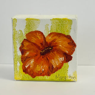 Mary-Ann Quist - Painting - Orange Poppy - 4" x 4" - Mary-Anne Quist - Painting - McMillan Arts Centre & MAC Box Office