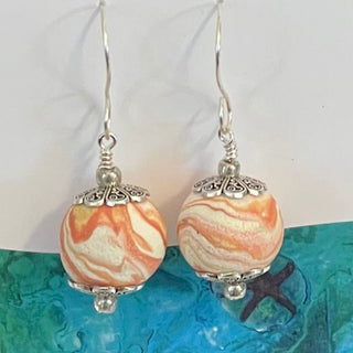 Lynn Orriss - Earrings - Polymer clay swirl ball - large - Lynn Orriss - McMillan Arts Centre Gallery, Gift Shop and Box Office - Vancouver Island Art Gallery