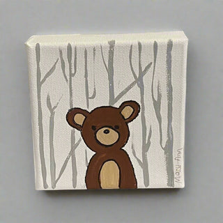 Mary-Ann Quist - Painting - Bear - 4" x 4" - Mary-Anne Quist - Painting - McMillan Arts Centre & MAC Box Office