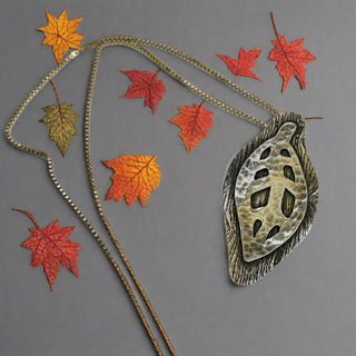 Ethan Taylor Designs- Pendant - sterling silver, leaf on leaf - Ethan Taylor Designs - McMillan Arts Centre Gallery, Gift Shop and Box Office - Vancouver Island Art Gallery