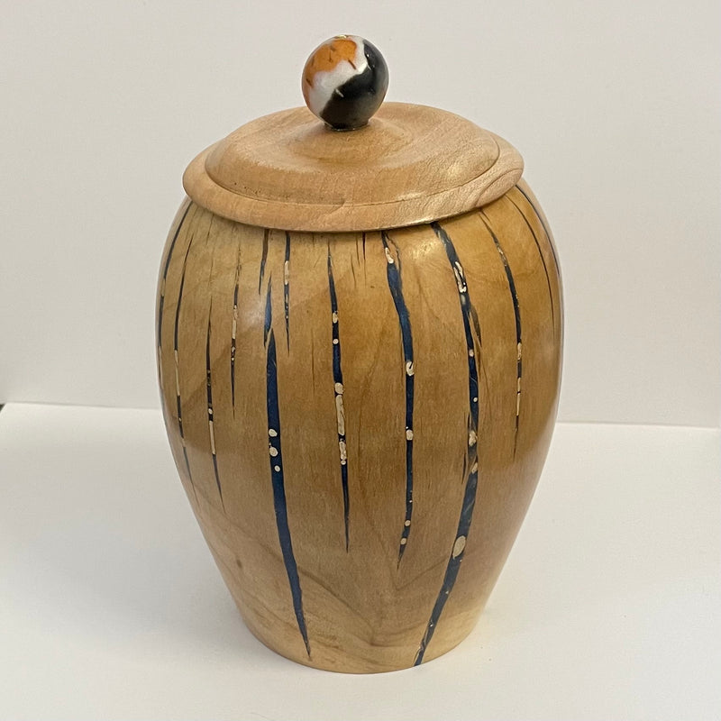 Gordon Grenon - Wood - Lidded Urn made of Resin & Japanese Plum - 4 1/2" x 7 1/2" - Gordon Grenon - Wood Art - McMillan Arts Centre & MAC Box Office