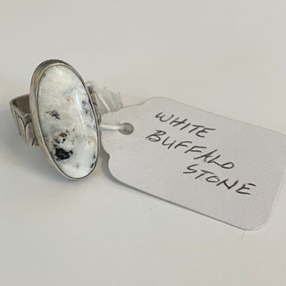 Ethan Taylor Designs - Ring - Sterling Silver, White Buffalo stone, size 7.5 - Ethan Taylor Designs - McMillan Arts Centre Gallery, Gift Shop and Box Office - Vancouver Island Art Gallery