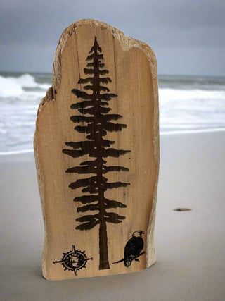 Drift Roots - Driftwood -  Sitka tree with eagle, laser cut  - 8.5" - Drift Roots (Wes Robertson) - Wood Art - McMillan Arts Centre & MAC Box Office