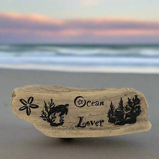 Drift Roots - Driftwood Sign - "Ocean Lover" - Drift Roots (Wes Robertson) - Wood Art - McMillan Arts Centre & MAC Box Office