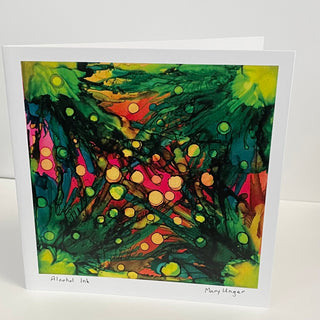 Mary Unger -Card - Abstract green & red - Mary Unger - McMillan Arts Centre Gallery, Gift Shop and Box Office - Vancouver Island Art Gallery