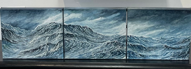 Ray Francis - Oil Painting - "Ocean Triptych"  10" x 36" - Ray Francis - Painting - McMillan Arts Centre & MAC Box Office