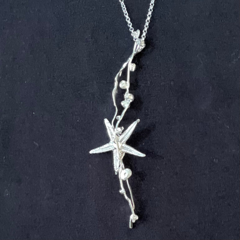 Karen Schmidt Humiski  - Pendant - Sterling Silver - Seastar & Seaweed, 30" chain - Karen Schmidt Humiski - Jewellery - McMillan Arts Centre & MAC Box Office