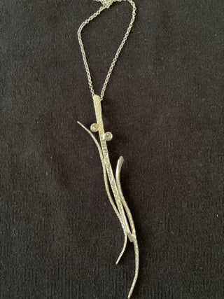 Karen Schmidt Humiski -Pendant - Sterling Silver - "Grace" with 2 clear quartz, 20" chain - Karen Schmidt Humiski - Jewellery - McMillan Arts Centre & MAC Box Office