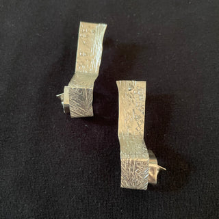 Karen Schmidt Humiski - Earrings - Sterling Silver with posts - Spiral textured - Karen Schmidt Humiski - McMillan Arts Centre Gallery, Gift Shop and Box Office - Vancouver Island Art Gallery