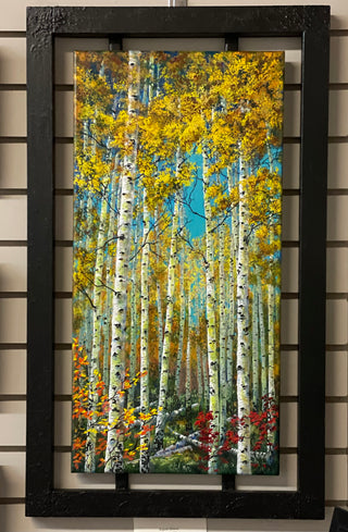 Brenda Milne - Acrylic Painting - "Aspen Grove"  12" x 24 - Brenda Millne - Acrylic - McMillan Arts Centre & MAC Box Office