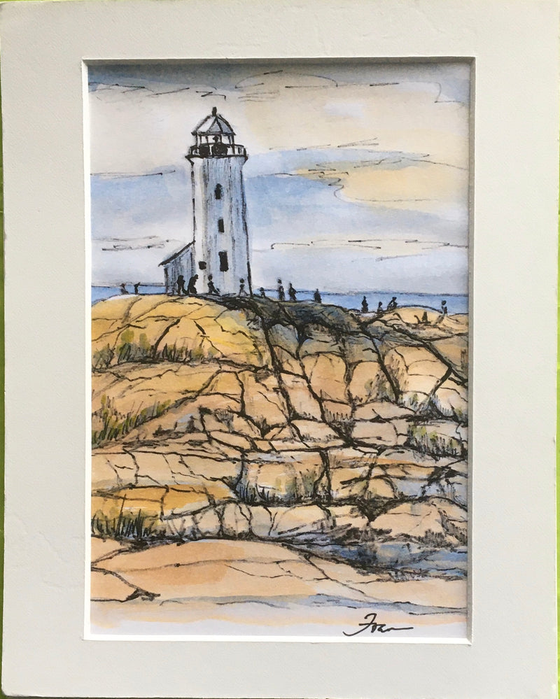 Fran Renwick -Watercolour Painting - Lighthouse, matted, unframed - Fran Renwick - McMillan Arts Centre Gallery, Gift Shop and Box Office - Vancouver Island Art Gallery