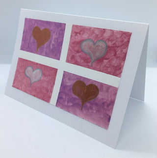 Jane Davidson - Card - Original art, 4 hearts - Jane Davidson - McMillan Arts Centre Gallery, Gift Shop and Box Office - Vancouver Island Art Gallery