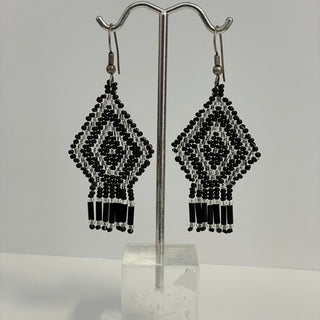Rina Yanen - Earrings - Black & silver Czech beads - Rina Yanen - McMillan Arts Centre Gallery, Gift Shop and Box Office - Vancouver Island Art Gallery