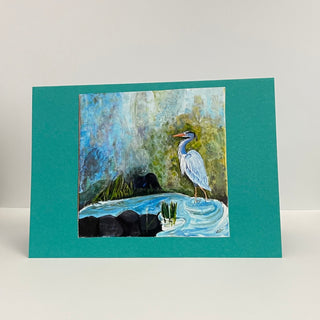 Nancy Butler - Card - Heron, copy of acrylic painting - Nancy Butler - McMillan Arts Centre Gallery, Gift Shop and Box Office - Vancouver Island Art Gallery