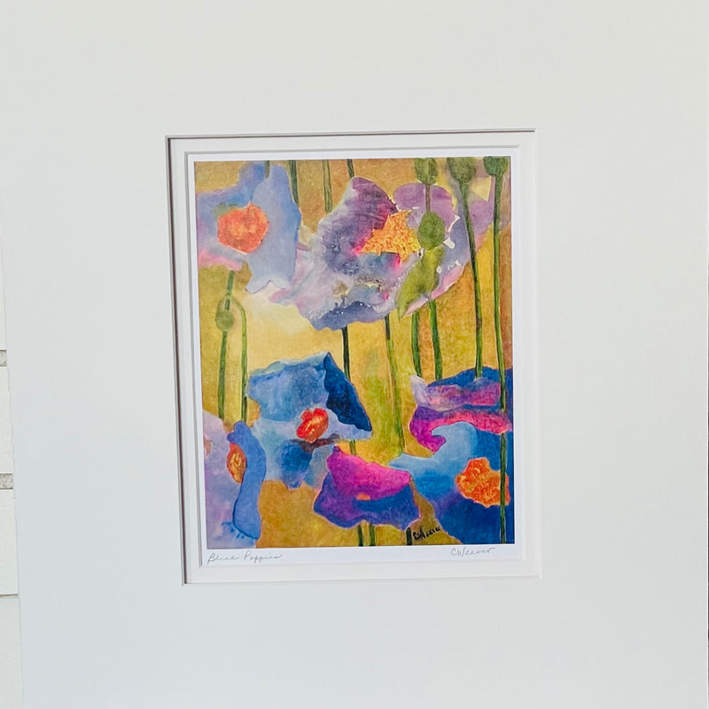 Carla Weaver - Print - Blue Poppies- white matted  16" x 20" - Carla Weaver - Print - McMillan Arts Centre & MAC Box Office