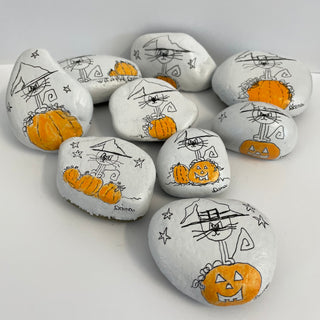 Dana Wagner - Rock Art - Halloween Cat - Dana Wagner - McMillan Arts Centre Gallery, Gift Shop and Box Office - Vancouver Island Art Gallery