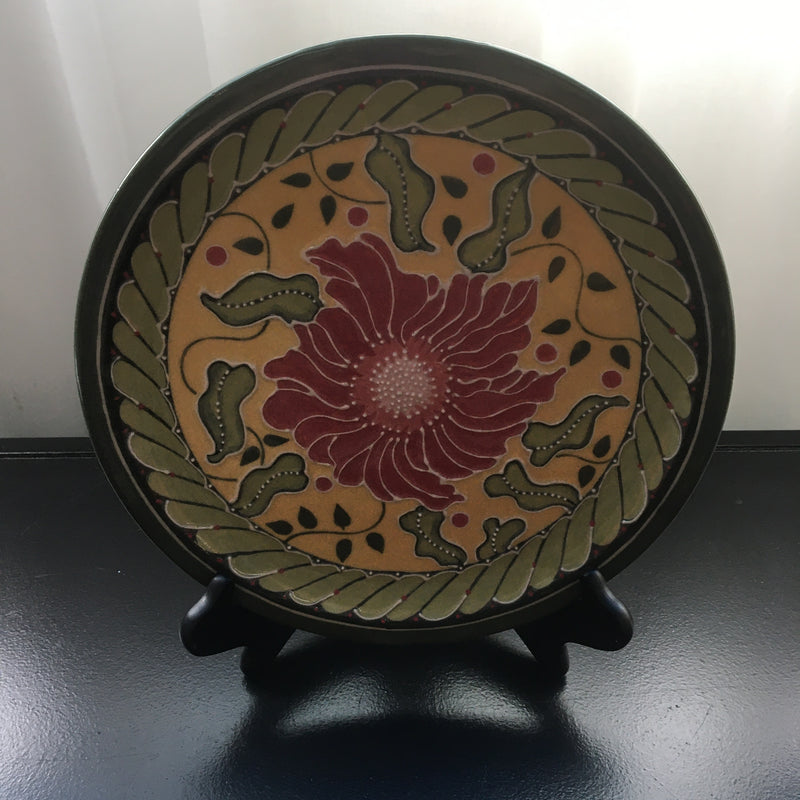 Nancy Gayou - Pottery - Plate with flower centre, approx. 10" in diameter - Nancy Gayou - Pottery - McMillan Arts Centre & MAC Box Office