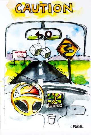 Carla Flegel - Birthday Card - ‚ÄúCaution 40‚Äù - Carla Flegel - McMillan Arts Centre Gallery, Gift Shop and Box Office - Vancouver Island Art Gallery