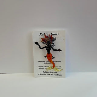 Rubius Glass - Suncatcher - Mermaid - Orange body, yellow tail - Kristina Gray - McMillan Arts Centre Gallery, Gift Shop and Box Office - Vancouver Island Art Gallery