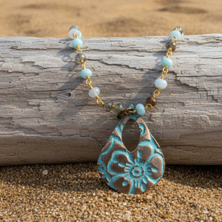 Alasha Lantinga - Necklace - Valentina Dogwood with 1/2 Peru Opal Chain - Alasha Lantinga - McMillan Arts Centre Gallery, Gift Shop and Box Office - Vancouver Island Art Gallery