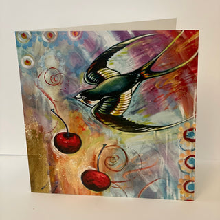 Jennifer McIntyre - Card - Bird & Cherries - Jennifer McIntyre - McMillan Arts Centre Gallery, Gift Shop and Box Office - Vancouver Island Art Gallery