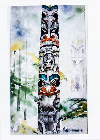 Nancy Lyon - Card - Totem Pole - Nancy Lyon - McMillan Arts Centre Gallery, Gift Shop and Box Office - Vancouver Island Art Gallery