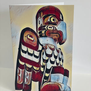 Gerald Fuller - Card - Eagle Totem, red - Gerald Fuller - McMillan Arts Centre Gallery, Gift Shop and Box Office - Vancouver Island Art Gallery