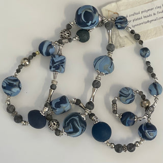 Lynn Orriss - Necklace - Dark blue denim - Lynn Orriss - McMillan Arts Centre Gallery, Gift Shop and Box Office - Vancouver Island Art Gallery