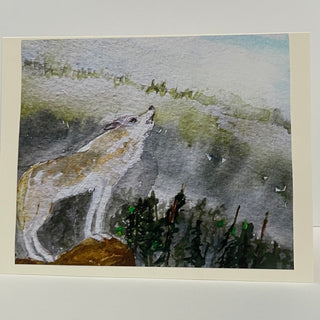 Nancy Butler - Card - Wolf, copy of watercolour painting - Nancy Butler - McMillan Arts Centre Gallery, Gift Shop and Box Office - Vancouver Island Art Gallery