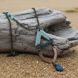 Alasha Lantinga - Necklace - "Milla Small", Apatite & Peru Opal with Amazonite Bezel - Alasha Lantinga - Jewellery - McMillan Arts Centre & MAC Box Office