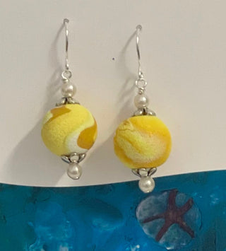 Lynn Orriss - Earrings - Yellow round, medium - Lynn Orriss - McMillan Arts Centre Gallery, Gift Shop and Box Office - Vancouver Island Art Gallery