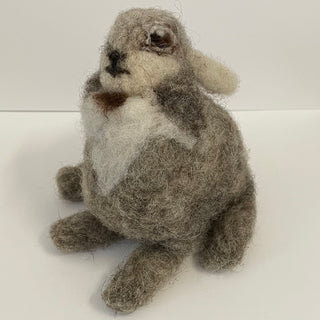 Kate Beauregard -Felted gray chubby bunny, XL - Kate Beauregard - McMillan Arts Centre Gallery, Gift Shop and Box Office - Vancouver Island Art Gallery