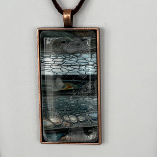 Linda Campbell - Pendant - long rectangle on suede cord - Linda Campbell - McMillan Arts Centre Gallery, Gift Shop and Box Office - Vancouver Island Art Gallery