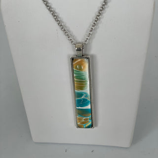 Linda Campbell - Pendant - Skinny rectangle on silver plated chain, 18" - Linda Campbell - Jewellery - McMillan Arts Centre & MAC Box Office