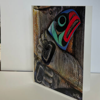 Gerald Fuller - Card -Salmon clutched by Bear - carved by Francis Horne - Gerald Fuller - McMillan Arts Centre Gallery, Gift Shop and Box Office - Vancouver Island Art Gallery