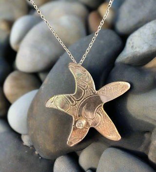 Ethan Taylor Designs- Pendant - Vintage silver plate, sea star - Ethan Taylor Designs - McMillan Arts Centre Gallery, Gift Shop and Box Office - Vancouver Island Art Gallery