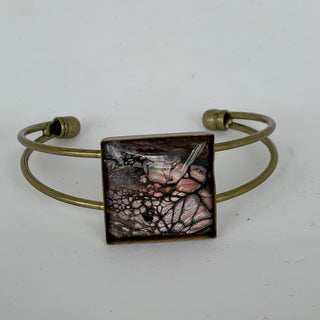 Linda Campbell - Jewellery - Cuff - bronze with square tile - Linda Campbell - McMillan Arts Centre Gallery, Gift Shop and Box Office - Vancouver Island Art Gallery