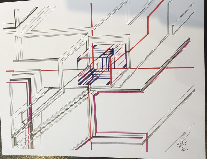 Brian T. Gartley - Line art - "Outside the box", unframed - Brian T. Gartley - Abstract - McMillan Arts Centre & MAC Box Office