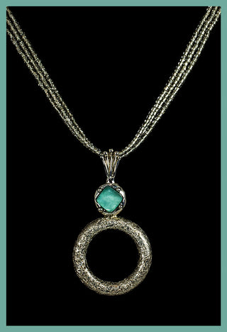 Marcia Fossey - Pendant - Roman glass, Sterling Silver, seed beads - Marcia Fossey - McMillan Arts Centre Gallery, Gift Shop and Box Office - Vancouver Island Art Gallery