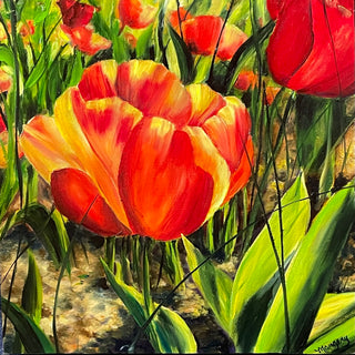 Margery Blom - Oil Painting - "Spring Tulip" 12" x 12" - Margery Blom - Painting - McMillan Arts Centre & MAC Box Office
