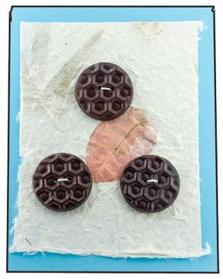 Lynn Orriss - Polymer Clay Button Set of 3 -Burgundy with honey comb design - Lynn Orriss - McMillan Arts Centre Gallery, Gift Shop and Box Office - Vancouver Island Art Gallery