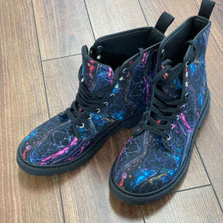 Pattiann Withapea -Canvas boot- size 10W, 9M - Pattiann Withapea - McMillan Arts Centre Gallery, Gift Shop and Box Office - Vancouver Island Art Gallery