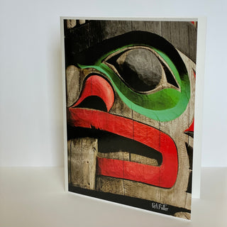Gerald Fuller - Card - Totem with Green Eye carved by Doug La Fortune - Gerald Fuller - McMillan Arts Centre Gallery, Gift Shop and Box Office - Vancouver Island Art Gallery